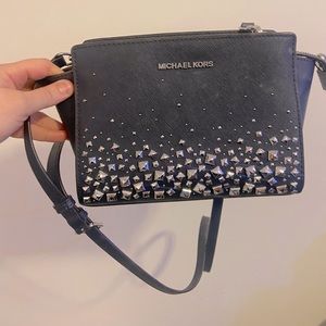 Michael kors Navy and silver studded crossbody purse